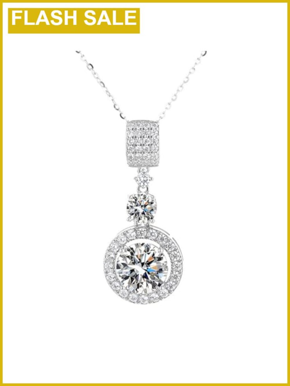 14K Gold 5ct VVS1 Diamond Round Pendant Necklace Women Fine Jewelry Gift